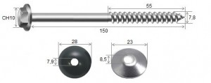 Parafuso Telha + Arruelas 5/16 x 150 Inox-304 - 10 peas